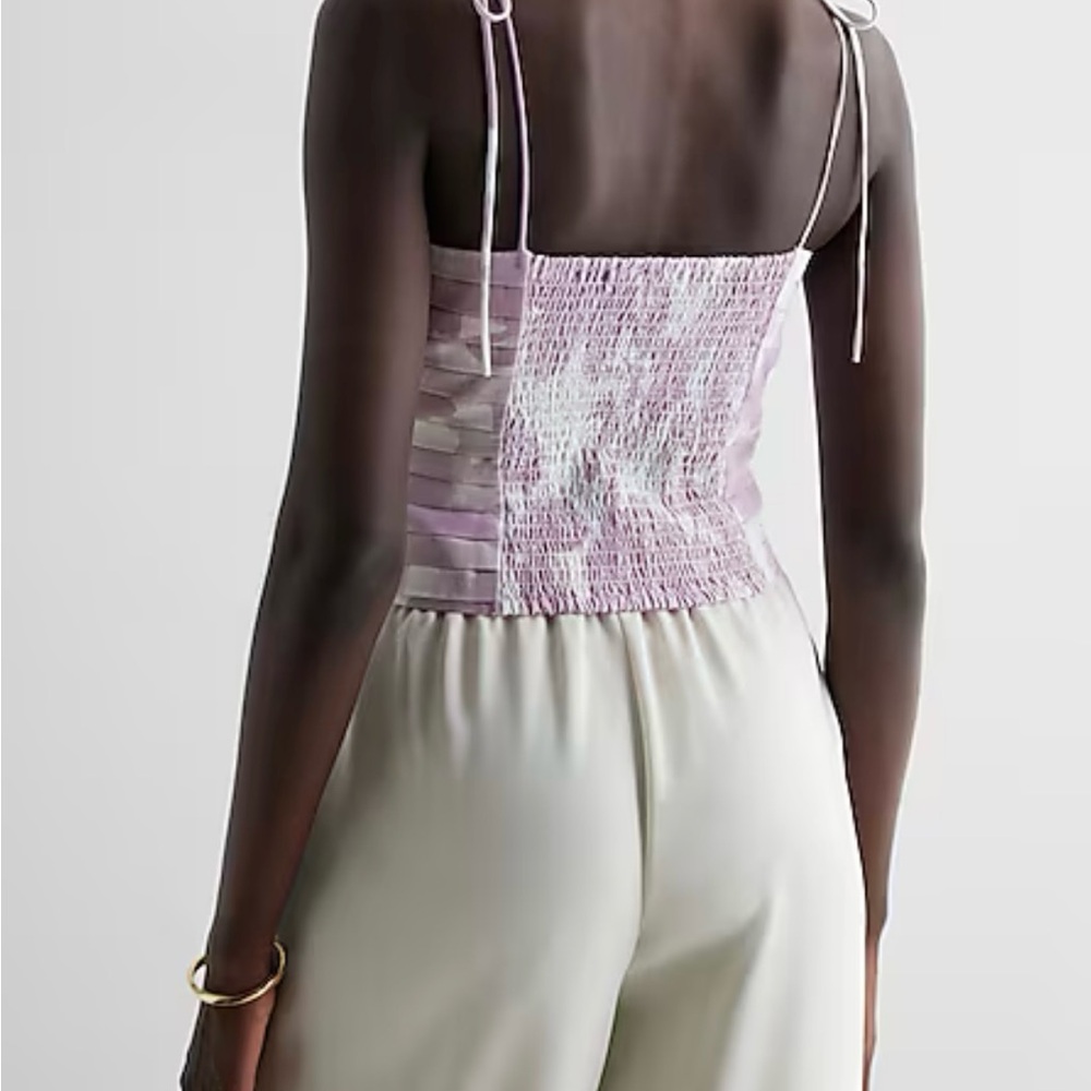 Floral Pleated Linen-Blend Tie Strap Cami - Picture 3 of 6